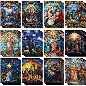 Cholemy 36 Set Nativity Scenes Christmas Cards with Envelopes Traditional Religious Holy Night Christmas Greeting Cards Nativity Scenes Church Xmas Decoration for Women Family Holiday Gift