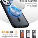 Designed for Magnetic iPhone 14 Case & iPhone 15 Case,[Compatible with MagSafe] [Military Grade Drop Protection] Slim Translucent Matte Shockproof with Anti-Fingerprint Phone Case 6.1"-Black