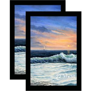 LUCKYLIFE 22.37x34 Picture Frame, Wall Hanging Poster Frames, Display Pictures 22.37 x 34 without Mat, Pack of 2, Black
