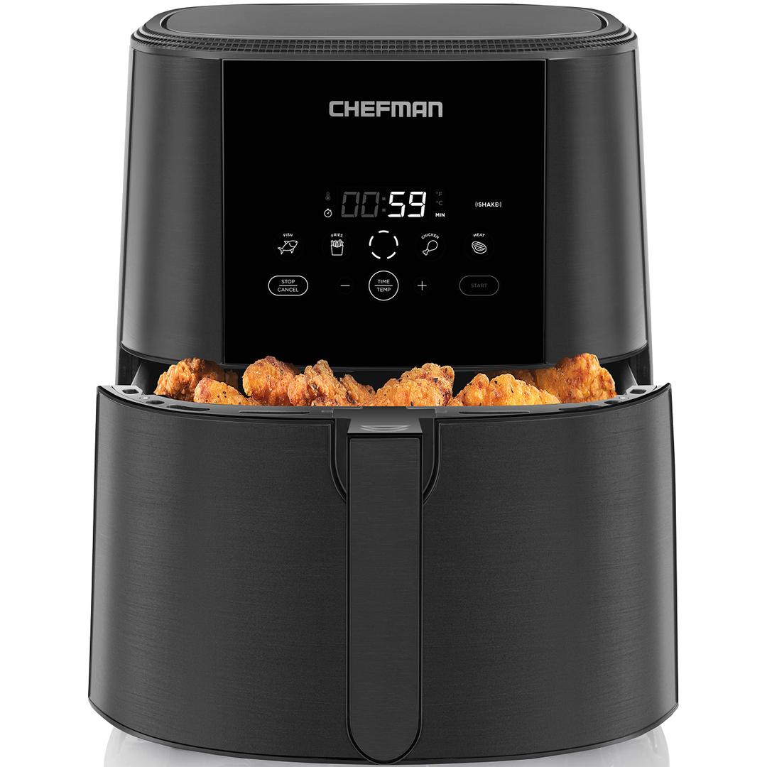 Chefman TurboFry Touch Air Fryer, The Most Compact And Healthy Way To Cook Oil-Free, One-Touch Digital Controls And Shake Reminder For The Perfect Crispy And Low-Calorie Finish, 2 Quart