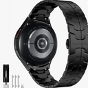 Olytop No Gap Metal Bands Compatible with Samsung Galaxy Watch 6 5 4 Band Pro Classic 43mm 47mm 45mm 40mm 44mm 42mm 46mm, 20mm Gapless Business Replacement Strap Men Solid Stainless Steel