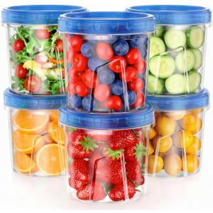 6 Pack-24 OZ Freezer Storage Containers Set, Small Plastic Containers with Twist Top Lids, Reusable Soup Containers for Meal Prep, Lunch, Leftovers