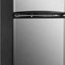 Avanti RA31B3S Cu. Ft. Compact Refrigerator with Freezer, Adjustable Glass Shelves, Reversible Door, Automatic Defrost, Energy Star Certified, 3.1 cu.ft, Stainless Steel, 33.5" x 18.8" x 19.8", Black