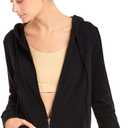 Sofra Women's Thin Cotton Zip Up Hoodie Jacket (Large, Black)