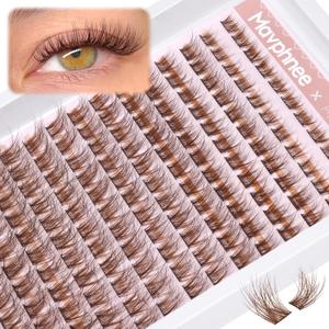 Brown Lash Clusters Natural Lash Extensions Wispy Eyelash Clusters 154 Pcs C-Curly Lashes Clusters for Everyday Wear Beginner Friendly Dark Brown Cluster Eyelash Extensions by Mavphnnee