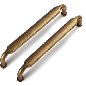 Goo-Ki 5 Inch Hole Center Antique Brass Cabinet Pulls Zinc Alloy Kitchen Drawer Pulls, 6 Pack Vintage/Retro Brass Cabinet Handles Solid Hardware for Furniture