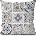 Vintage Boho Moroccan Pillow Cover 18x18, Moroccan Decor for Home, Neutral Traditional Modern Art Decorative Throw Pillow Cover for Home Room Bedroom Decor (Nature6)