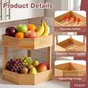 Yerliker 2 Tier Bamboo Corner Shelf Kitchen Fruit Cabinet Organizer Bamboo Corner Fruit Basket for Kitchen Countertop Space Saving Rack Counter Pantry Storage for Vegetables Spice Bottles Plates