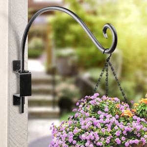 Qiang Ni Plant Hanger Outdoor: 22 Inch Bird Feeder Bracket for Garden Patio Decor - Swivel Adjustable Wall Mount Plant Hook for Hanging Flower Baskets