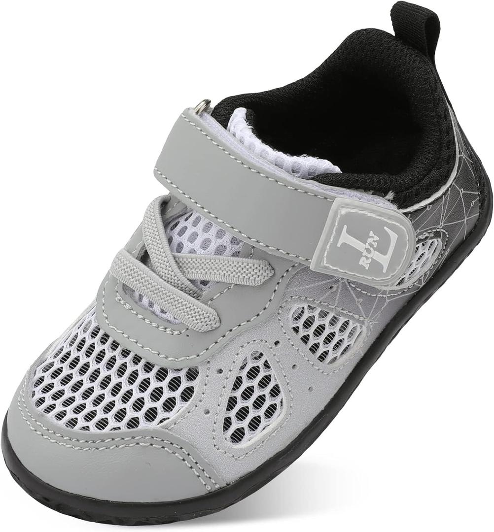 L-RUN Toddler Sneakers Boys Girls Barefoot Summer Walking Shoes Toddler Boy Tennis Shoes Mesh Lightweight (4-4.5 Toddler)
