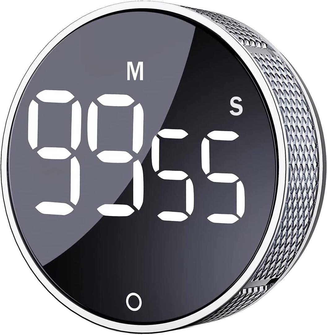 AVINIA Digital Kitchen Timers, Visual timers Large LED Display Magnetic Countdown Countup Timer for Classroom Cooking Fitness Baking Studying Teaching, Easy for Kids and Seniors Silver