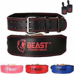 Weight Lifting Belt 4inch Leather Belt With Free Wrap - Foam Padded Back Support Gym Belt for Bodybuilding Squat Deadlift Weightlifting Belt Men Women (X-Large 38"-43", Black)