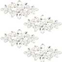 FINGERINSPIRE 4PCS Flower Glass Rhinestone Applique (Flower, 1.7x3.3inch) Wedding Bridal Applique Iron on Rhinestone, Crystal Hair Applique, Costume Decoration for Women Clothes Dress Shoes (4 Pcs- Flower)