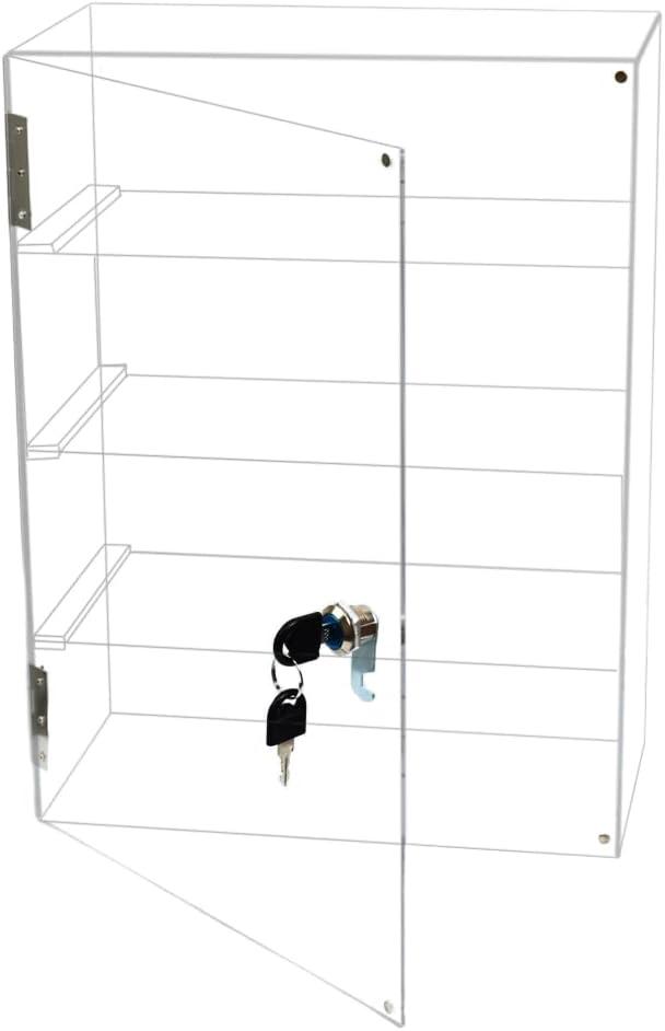 4 Shelf Clear Acrylic Display Case with Lock and Keys, Locking Display Cases for Collectibles, Acrylic Display Cabinet with Shelves for Collectibles Office Retail Store11.8 X 5.9 X 15.7 Inch