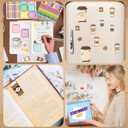 B1ykin Notebook Sticky Notes Stationery Set, 6Pcs Hardcover Ruled Journal Notebook with Planner Stickers, Neutral Pen Bookmarks Clips Birthday Gift for Office School Students (Coffee)