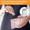 small wallet women, RFID thin wallet for women, thin ladies credit card holder (Pink Marble 1)