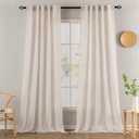 MIULEE Natural White Linen Curtains 94 Inch Length 2 Panels for Bedroom Living Room, Soft Thick Linen Textured Window Drapes Semi Sheer Light Filtering Back Tab Rod Pocket Burlap Look Decor