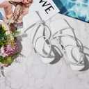 GENSHUO Women's Low Strappy Heels Sandals Open Square Toe Thong Dress Heels Comfortable Sexy Cute Ankle Strap Wedding Party Prom Summer Shoes (White)