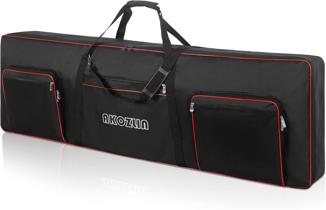 AKOZLIN 88 key Electric Piano Keyboard Gig Bag 57.5"X18"X6.75" with Adjustable Straps and 5-Pocket for Accessaries,88-Note Keyboard Case