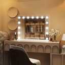 ROLOVE 23"x18" Hollywood Vanity Mirror with Lights, 15 Dimmable LED Bulbs, led Makeup Mirror with 3 Color Modes, Lighted Vanity Mirror for Tabletop or Wall-Mounted