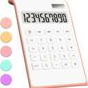Rose Gold Office Calculator Accessories, 10 Digit Solar & Battery Powered Desktop Calculator with Large LCD Display, Pink