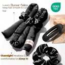 Yanibest Satin Heatless Curler Set, Overnight Hair Curler to Sleep in, No Heat Heatless Curl with Scrunchies and Clip，Black