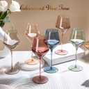 Colored Wine Glasses Set of 6-16OZ Colorful Wine Glass with StemHandBlown Muted Wine Glasses Colored Set,Wine Gifts for Mothers Day
