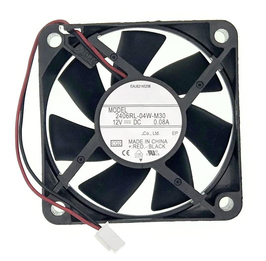 New Cooling Fan for 2406RL-04W-M30 DC 12V 0.08A 60mm 6015 Size: 60x60x15mm, 2-Wire Silent Cooling Fan.