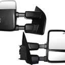 Towing Mirrors fit for Ford F250 F350 F450 F550 Super Duty Pickup Truck 2017 2018 2019 2020 With Power Heated Turn Signal Light Power Heated Chrome Cap