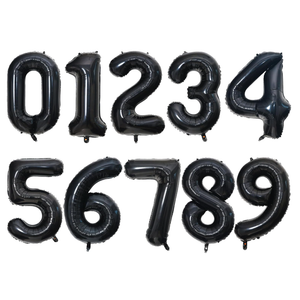 10 Pcs Number Balloons 32 Inch Black 0-9 Number Mylar Foil Balloons Silver Custom Digital Balloons for Birthday Party Engagement Graduations Anniversary Baby Shower Decor Party Supplies