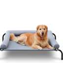 Cooling Elevated Dog Bed with Pillows,Portable Washable Raised Dog Cot with Chew Proof Mesh and Metal Frame,No-Slip Rubber Feet for Indoor & Outdoor Use,XLarge,Gray (XL(48.5x35.5x8)Inches, Grey)