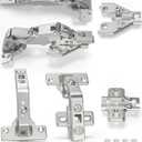 Chibery 2 Pair 135 Degree & 165 Degree Hinges Kit for Pie Corner Cabinets, Hidden Lazy Susan, Face Frame Self Closing, Clip On, Smooth Slow Close, Concealed Mount for Bi-fold Door, Kitchen Cupboard