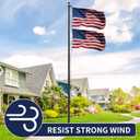 20FT Heavy Duty Flag Pole, 12-Gauge Aluminum, 100MPH Wind Tested | Extra Thick Residential & Commercial Flagpole Kit for Outside House Includes USA Flag & All Hardware to Fly Two Flags
