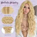 SOFEIYAN Long Wavy Highlight Blonde Wigs for Women - 28 Inch Middle Part Wig Natural Looking Heat Resistant Synthetic Lace Hairline Wigs for Women Cosplay Daily Party Use