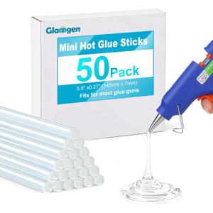 Mini Hot Glue Sticks for Glue Guns, 50-Piece Hot Glues Stick, 5.8" Long x 0.27" Diameter, Small Size, Versatile for Crafts, DIY Home Decor and Gluing Projects