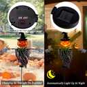 Juegoal 46 Inch Solar Halloween Decorations Yard Stake, Solar Powered Outdoor Lighted Metal Pumpkin Scarecrow Stake, Light Up Pumpkin Lantern Yard Sign for Autumn Haunted House Figurine Party Decor