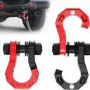 3/4" D Ring Separate Shackles, 52,910lbs Break Strength Easy Open Towing Winch Shackles, Heavy Duty Shackles with 7/8" Screw Pin for Tow Strap Winch Off Road Vehicle Recovery, BlackRed