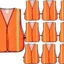 Dazonity Safety Vests,8pcs,Mesh,High Visibility Reflective Strips, Fit for Men & Women, Work, Construction,Surveyor, Parking,Warehouse,Volunteer, Crossing Guard, Road