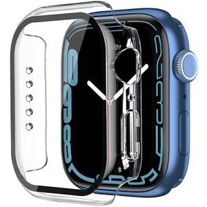 2 Pack Case 44mm with Built-in Tempered Glass Screen Protector Compatible with Apple Watch SE Series 6/5/4 44mm, Ultra-Thin Scratch Resistant Overall Protective Cover for iWatch SE Series 6/5/4