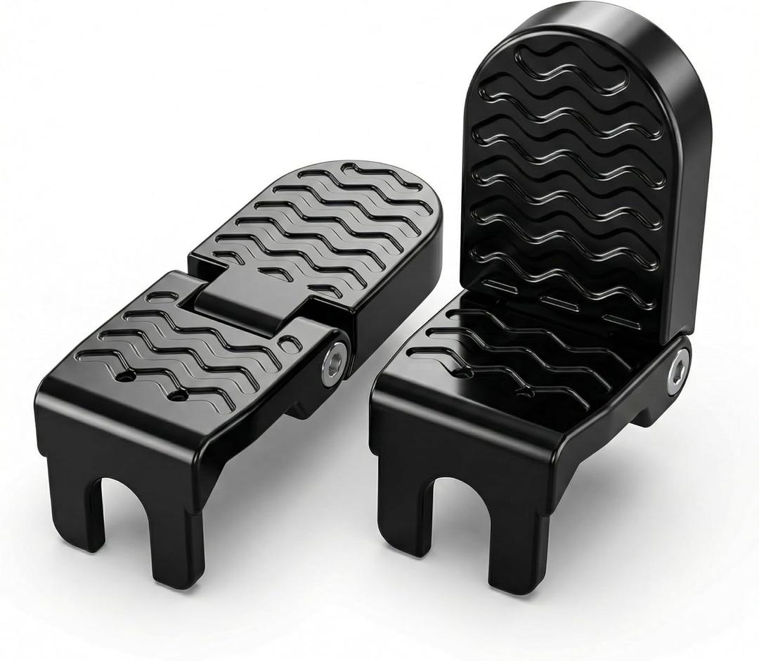 Heavy Duty E-Bike Foot Pegs, Foldable Rear Pedals for Passenger, Manganese Steel Reinforced Aluminum Bike Footrests with 15mm U-Slot & Anti-Slip for E-Bike, Mountain Bike, Folding Bicycle
