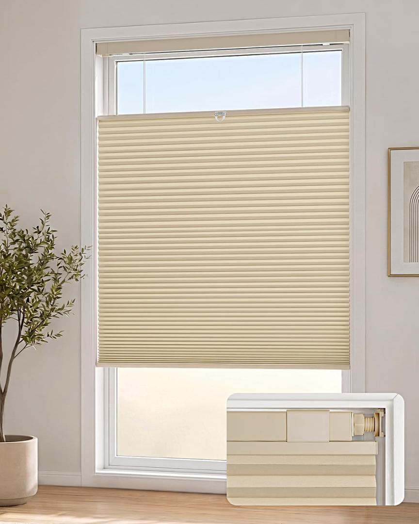 Lazblinds TDBU Cellular Shades, 30" W X 48" H, Beige