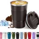 Vacuum-Insulated Stainless Steel Travel Coffee Mug, Leak-Proof Reusable Coffee Cup with Lid - Keep Hot & Cold Drinks for Hours, Durable Insulated Tumbler for Men & Women(3rd-Dark Coffee, 12OZ)