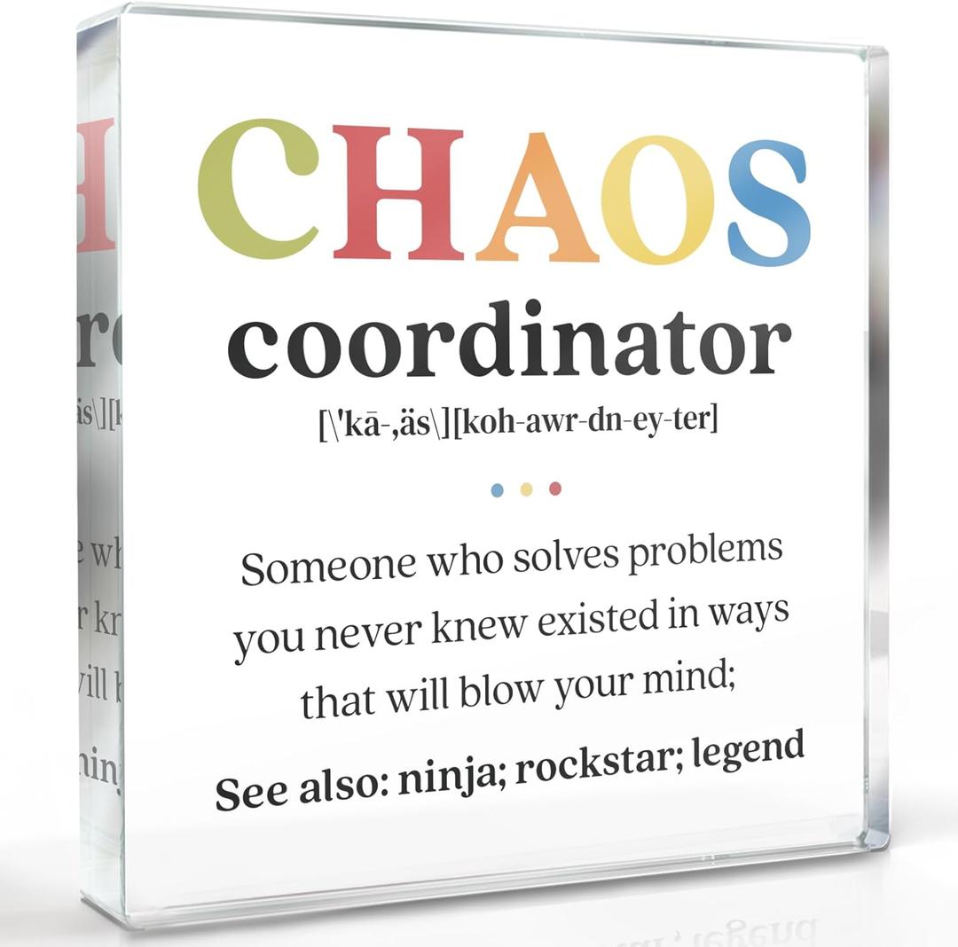 3 x Chaos Coordinator Gifts, Chaos Coordinator Gift for Manager Leader Coworker Boss Mentor Teacher Nurse, Thank You Gifts Chaos Coordinator Office Desk Decorative Sign Acrylic Plaque Sign