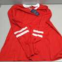 Red Blouse With White Lines , Size L