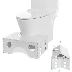 Foldable Toilet Stool, 7inches Healthy Bathroom Squatting Posture Poop Stool with Anti-Slip Feet, A Good Helper to Effective Relief of Constipation, Easy to Storage Toilet Squat Stool.