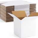 Eupako 4x4x4" Cardboard Box Mailers 25 Pack White Cube Corrugated Small Shipping Boxes for Mailing