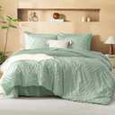 Litanika California King Comforter Set with Sheets Sage Green - 7 Pieces Bed in a Bag Cal King Boho Tufted Complete Bedding Sets with Comforter, Sheets, Pillowcases & Shams