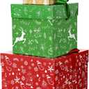 TecUnite 3 Pcs Christmas Stackable Nesting Gift Boxes Christmas Decorative Boxes with Lids for Present Wrapping Xmas New Year Holiday Party Xmas Tree Decor (Classic, Red, Green, Gold)