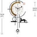 Large Wall Clock, Modern Decorative Wall Clock for Living Room, Silent Non Ticking Wall Clocks with Pendulum, Metal Frame/Battery Operated Wall Clocks for Office,Dining Room Decor (Brown, 30x16.5inch)