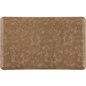 J&V TEXTILES Medallion Embossed Cushioned Anti Fatigue Floor Mat, Thick Non Slip Waterproof Kitchen Rug, Heavy Duty Foam Standing Mat for Kitchen (Taupe, 20" X 39")